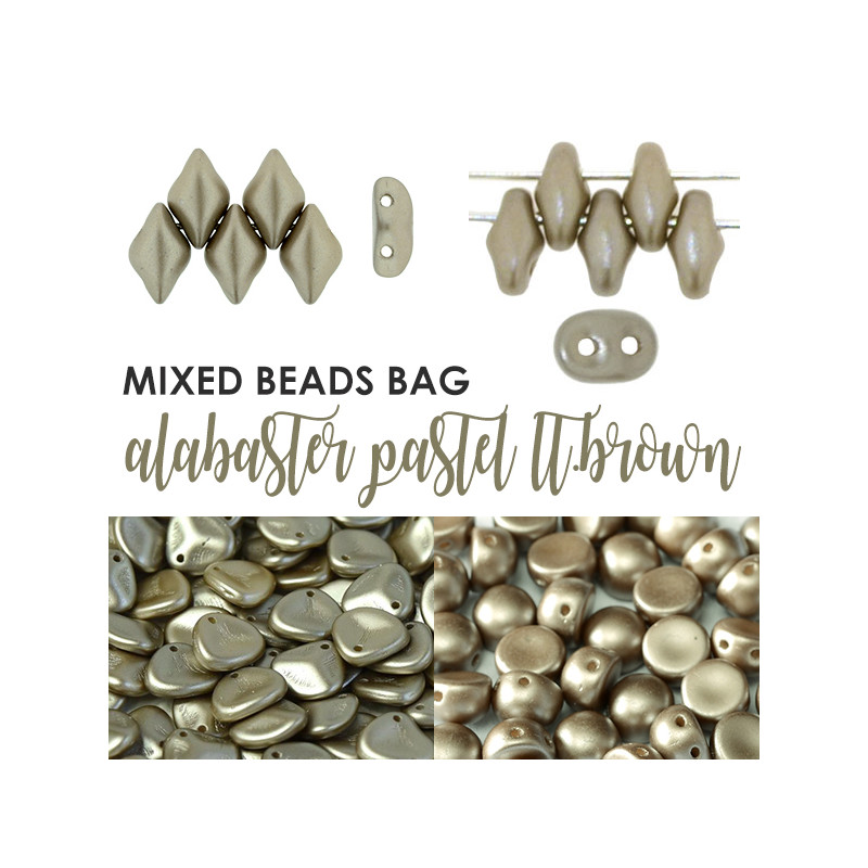 Mixed Beads Alabaster Pastel Lt.Brown BAG