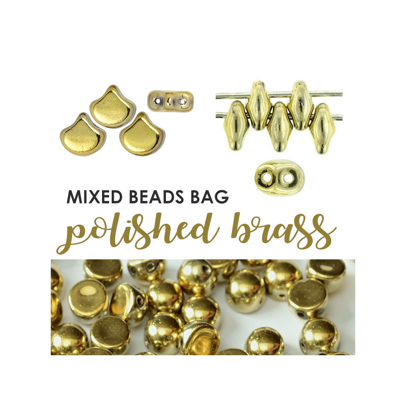 Mixed Beads Polished Brass BAG