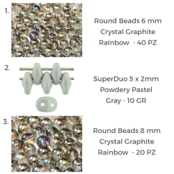 Mixed Beads Graphite Rainbow Gray Bag