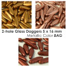 2-hole Glass Daggers 5 x 16 mm Metallic Color BAG