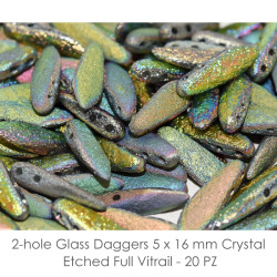 2-hole Glass Daggers 5 x 16 mm Etched Vitrail BAG
